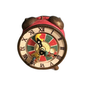 Musical Faux Alarm Clock Winds Up And Plays Tune As The Hands Go Around W/ Mice